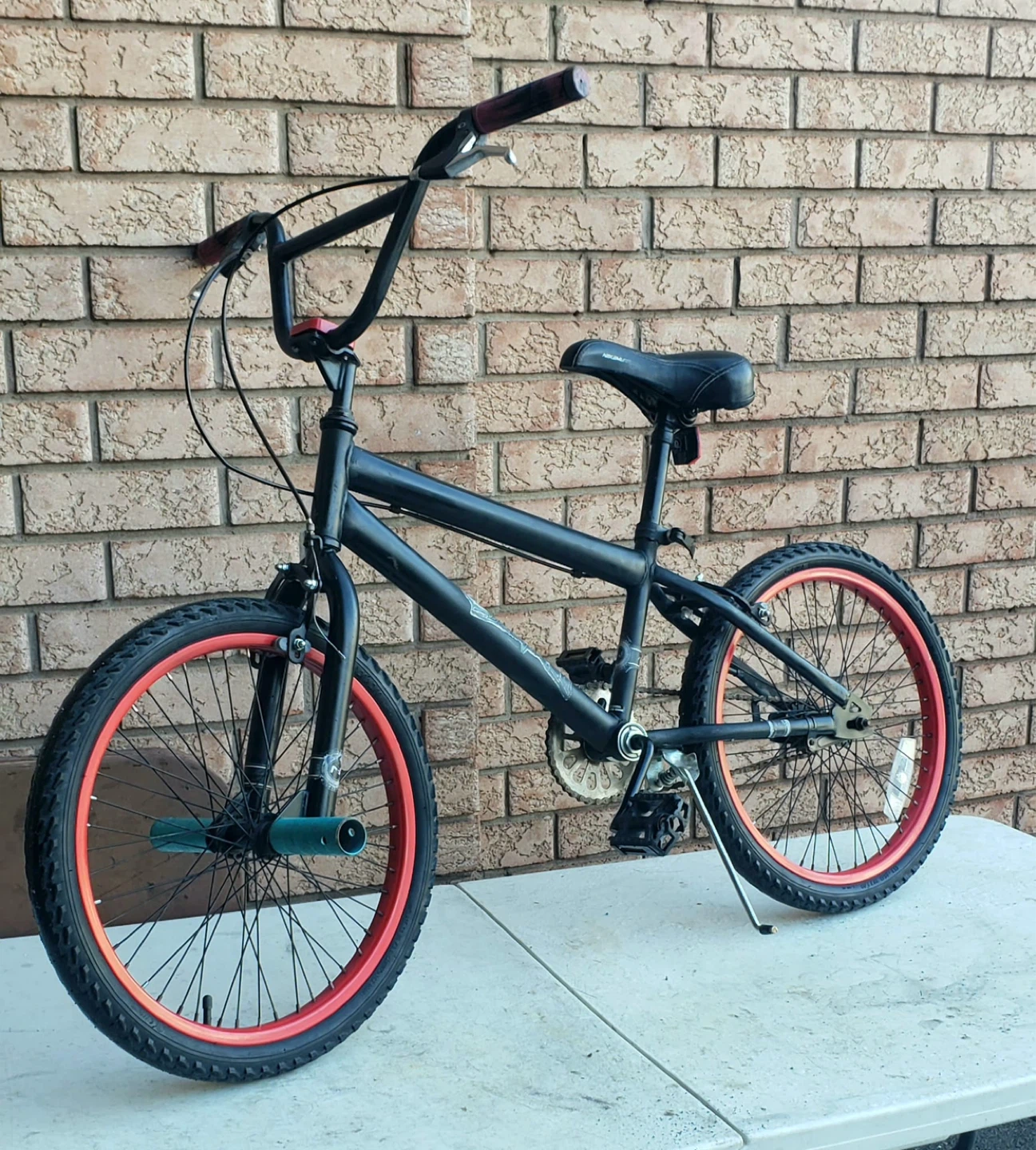 Black BMX Bike with Red Rims