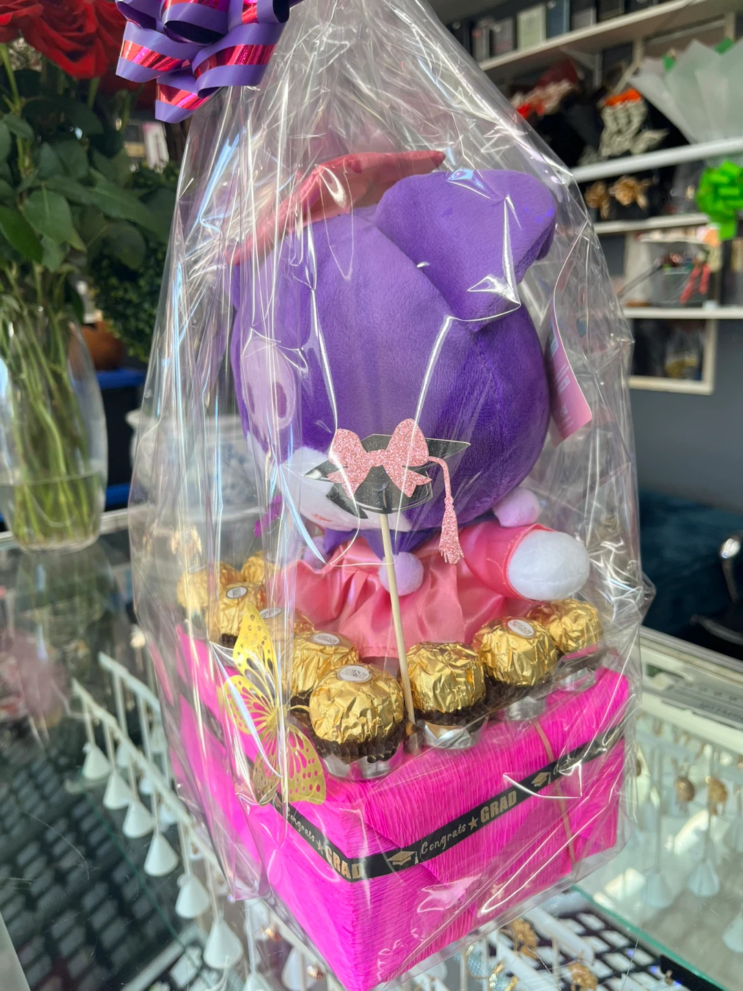 Purple Character Plush with Chocolates Gift Basket - photo 2