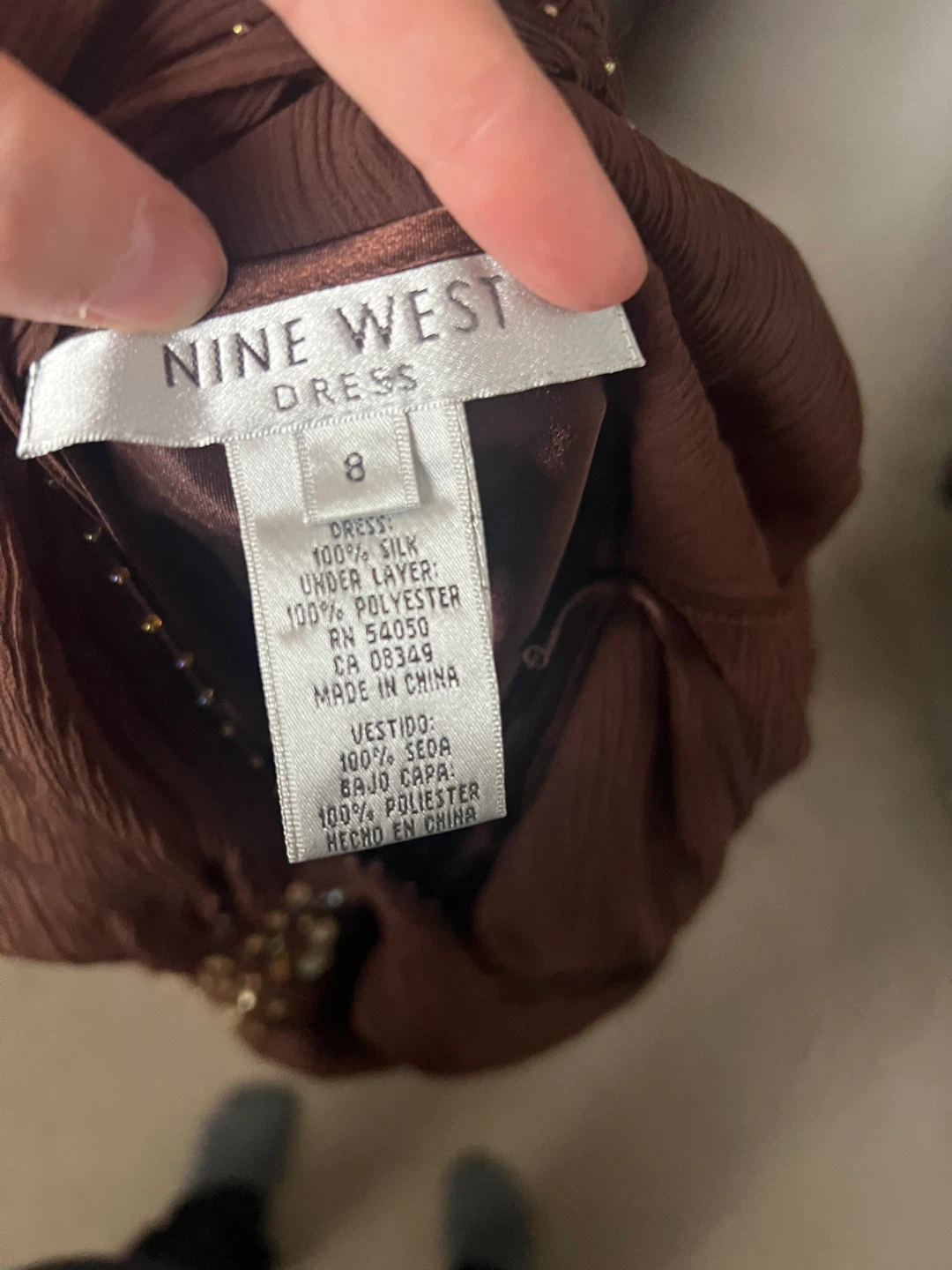 Nine West Brown Beaded Dress Size medium - photo 3