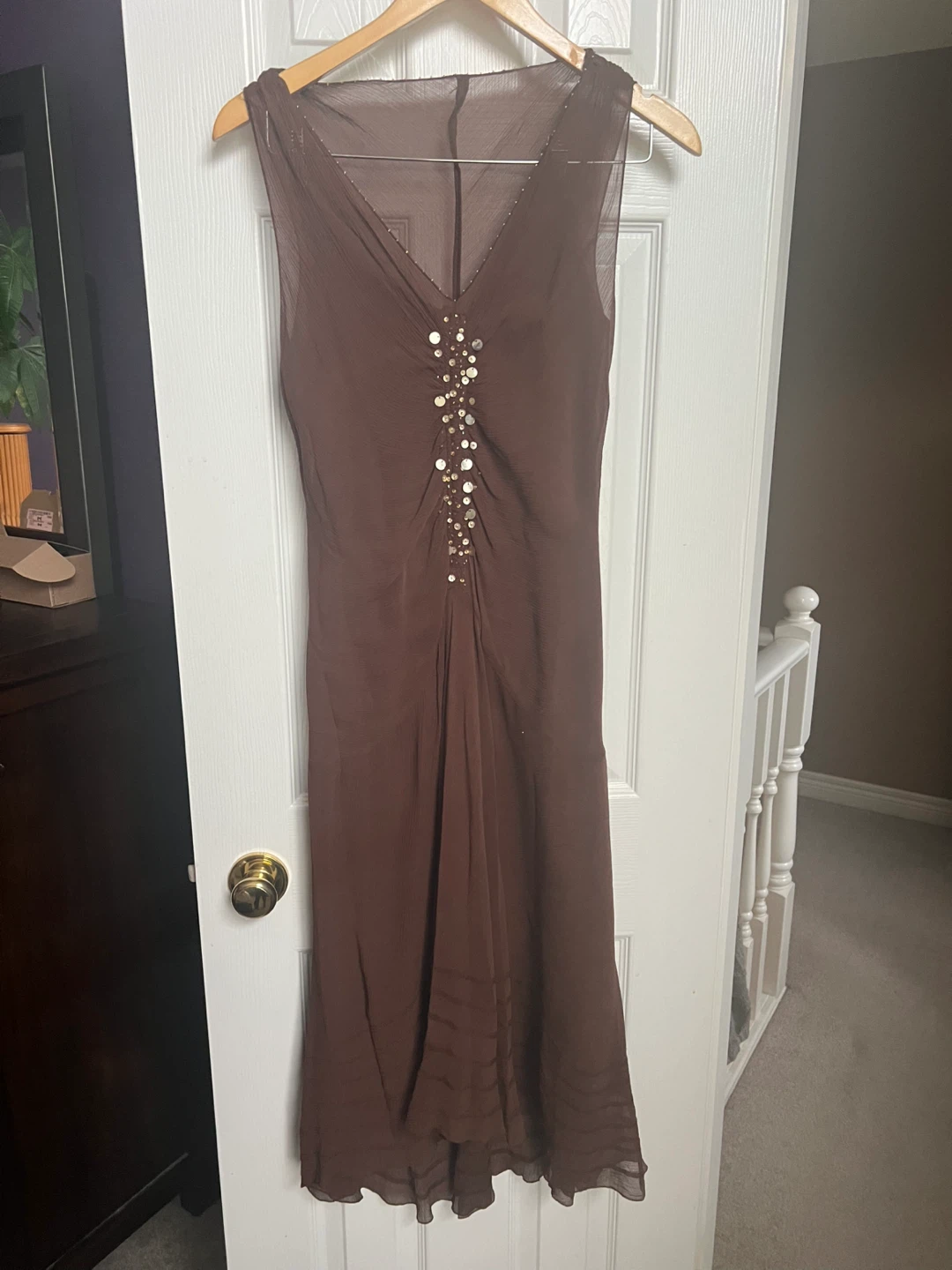 Nine West Brown Beaded Dress Size medium