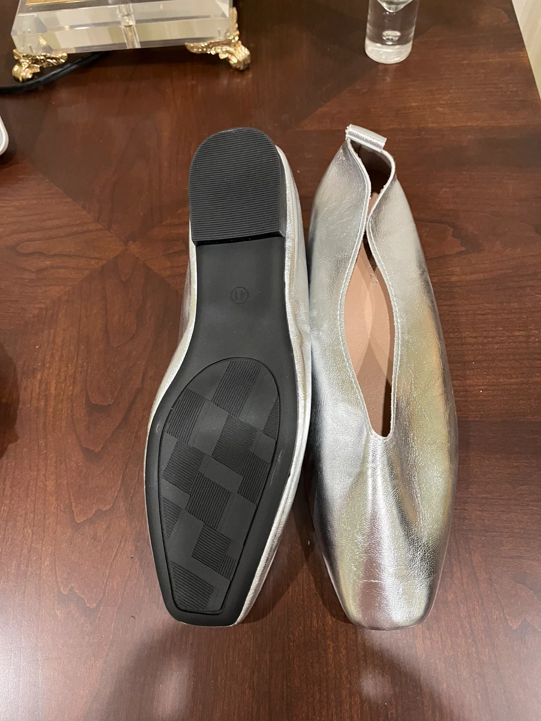L'AUTRE CHOSE Silver Leather Ballet Flats Size 41 - photo 3