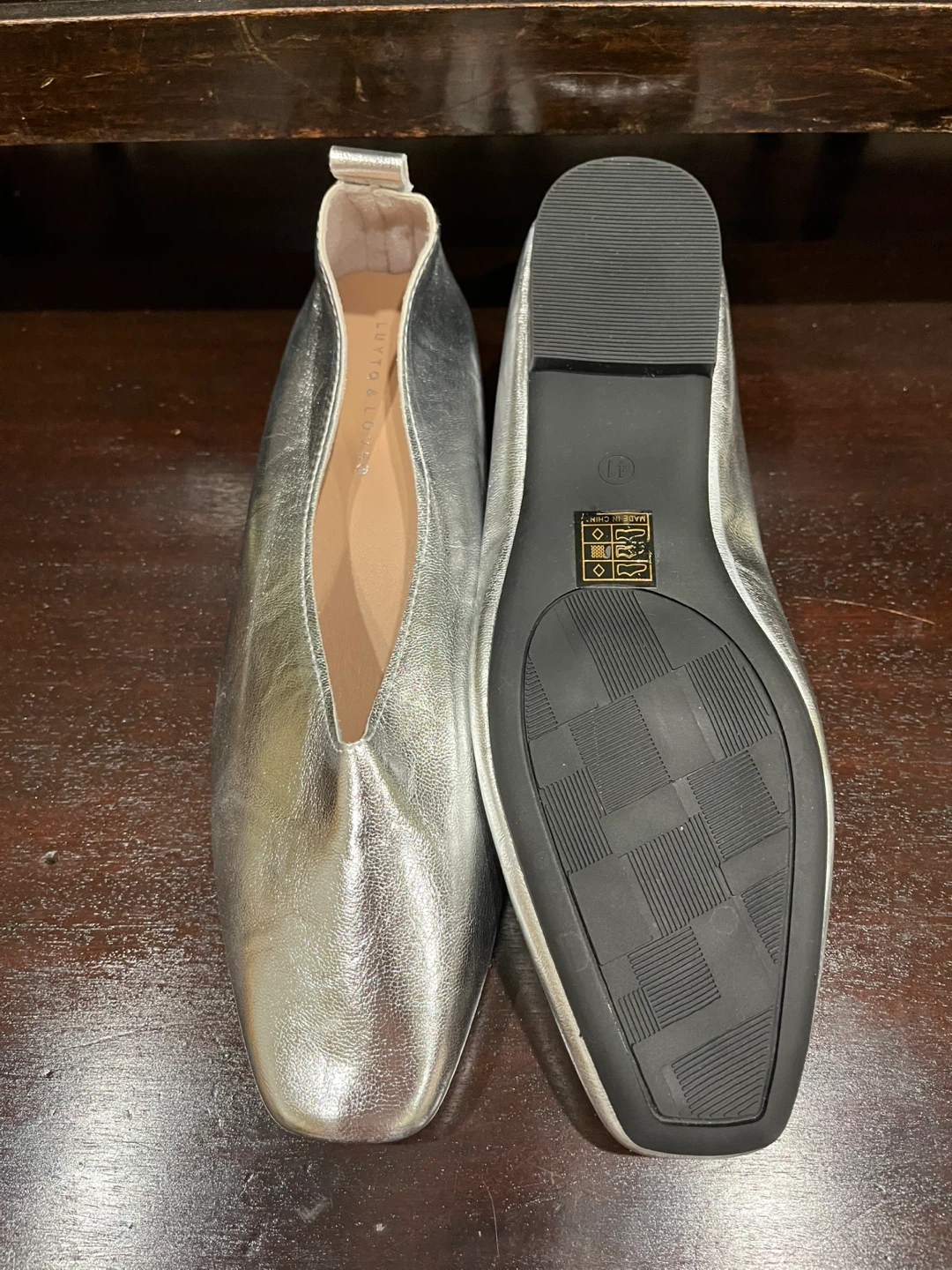 L'AUTRE CHOSE Silver Leather Ballet Flats Size 41 - photo 2