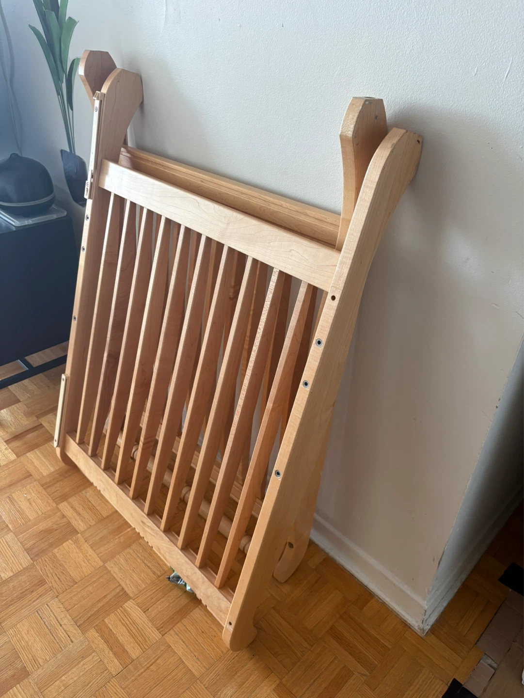 Wooden Crib and Mattress Set