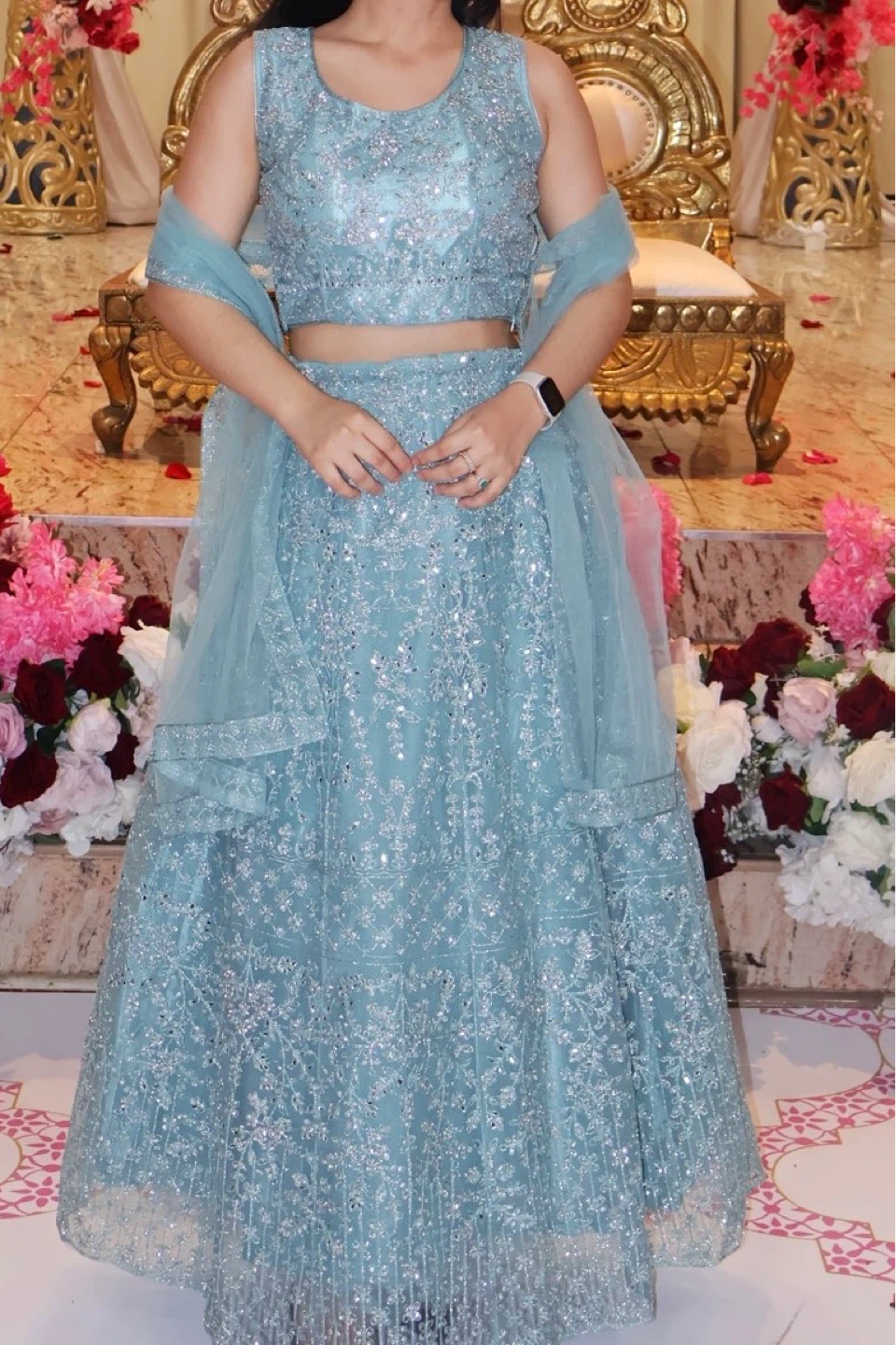 Sparkly Blue Lehanga Choli with Dupatta - photo 2