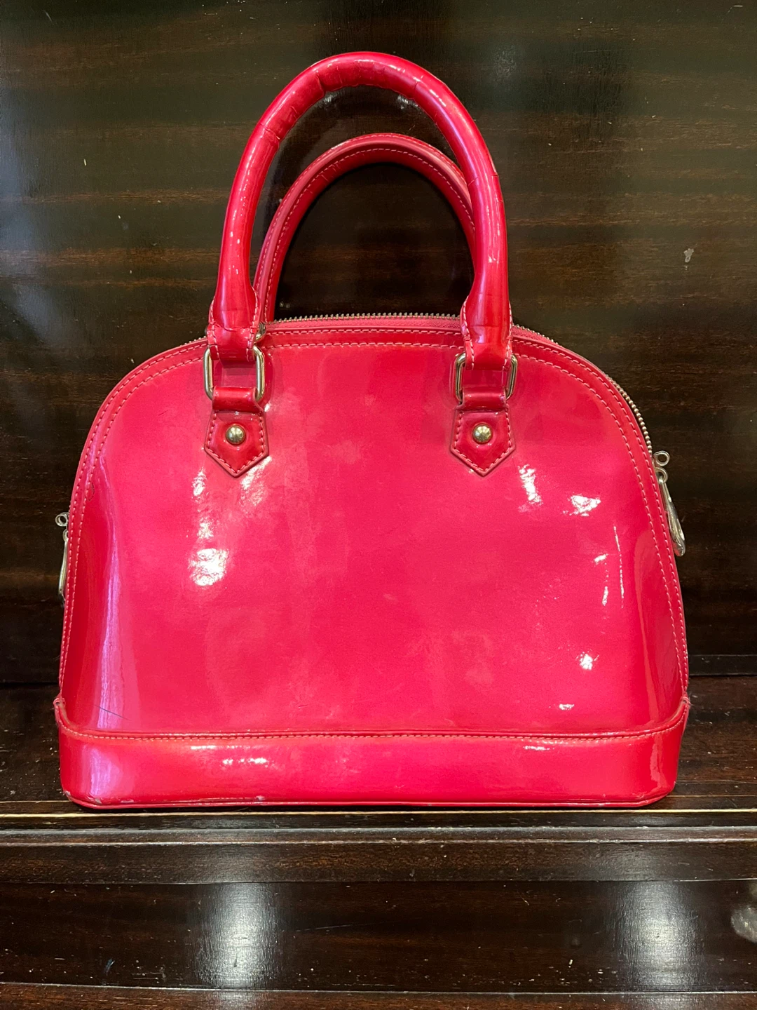 Red Patent Leather Dome Handbag