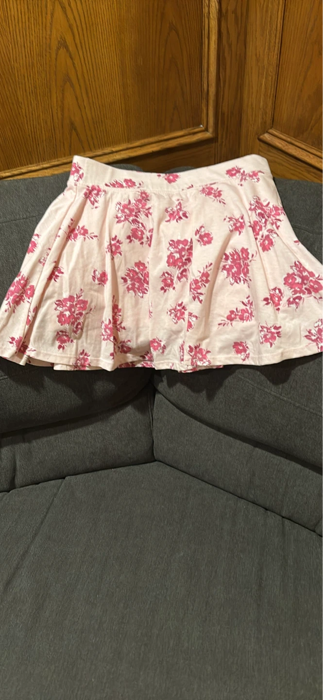 Pink Floral Skirt with Built-in Shorts