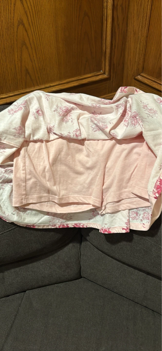 Pink Floral Skirt with Built-in Shorts - photo 2