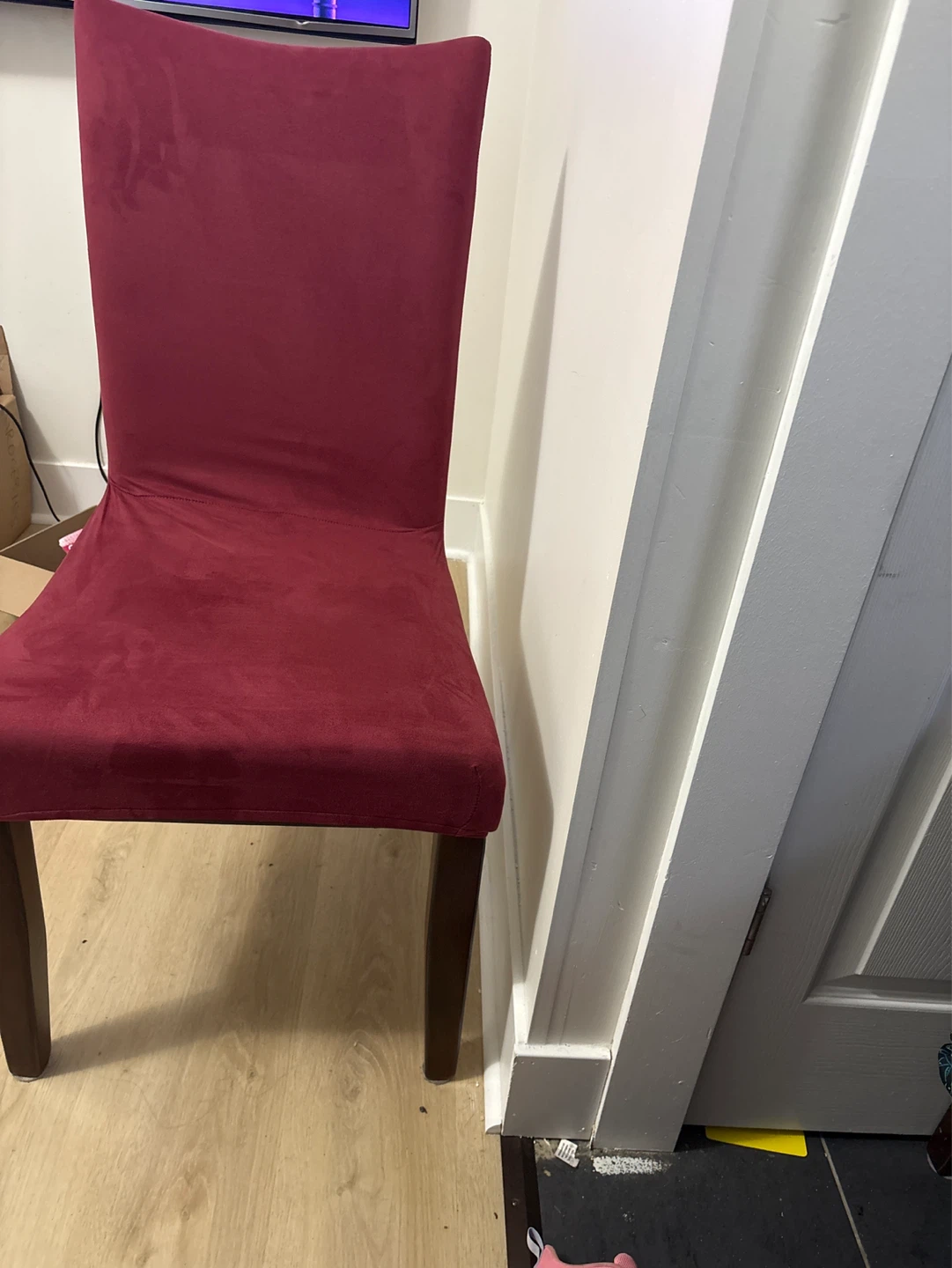 4 burgundy chairs