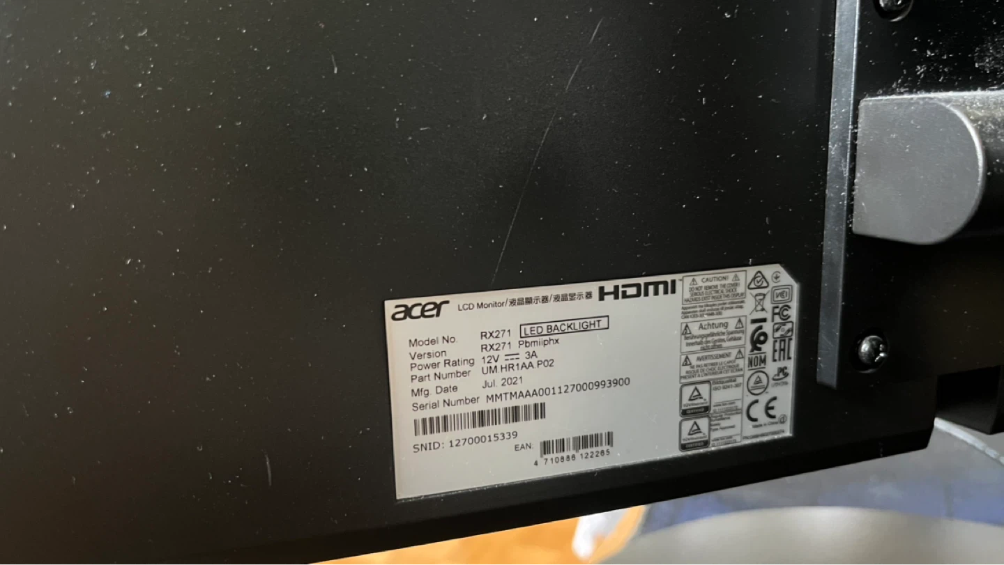 Acer 27 Monitor RX271 Pbmih - photo 4