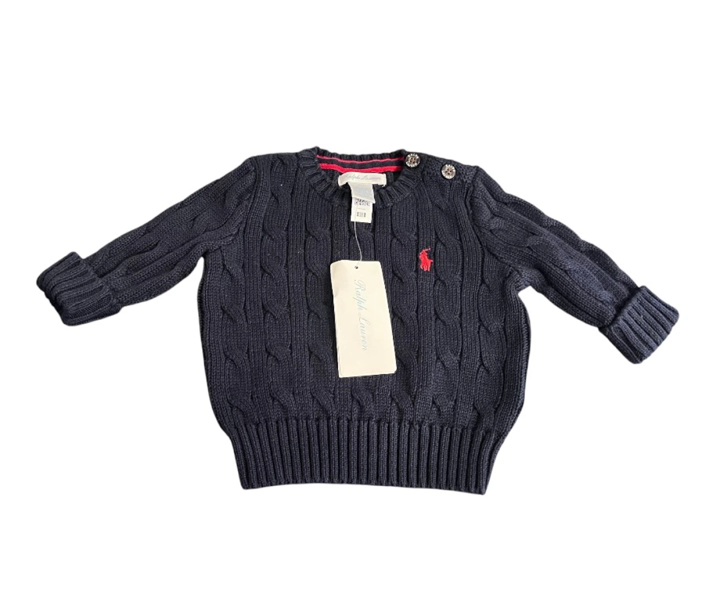Ralph Lauren Baby Cable Knit Sweater – 3M Navy Blue BNWT