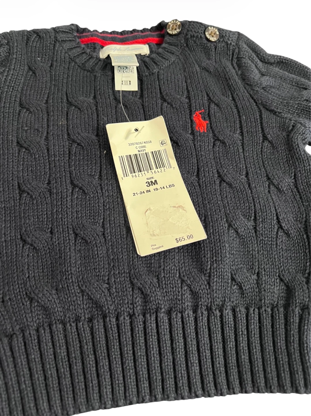 Ralph Lauren Baby Cable Knit Sweater – 3M Navy Blue BNWT - photo 4
