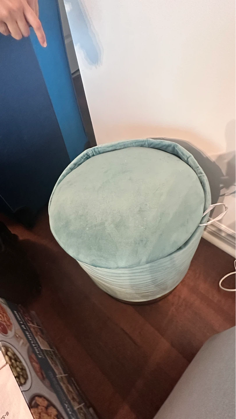 Teal Velvet Storage Ottoman - photo 4