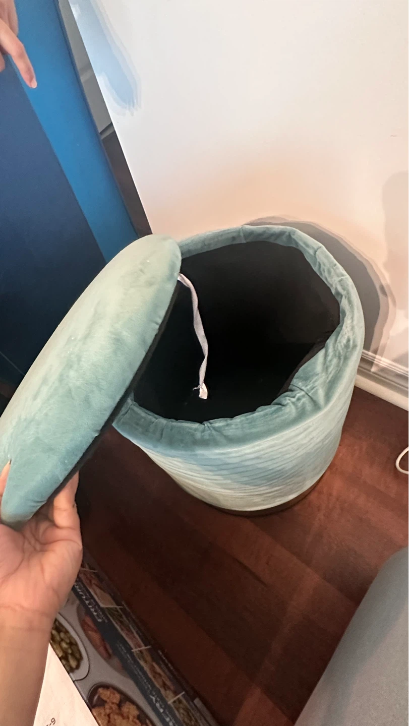 Teal Velvet Storage Ottoman - photo 5