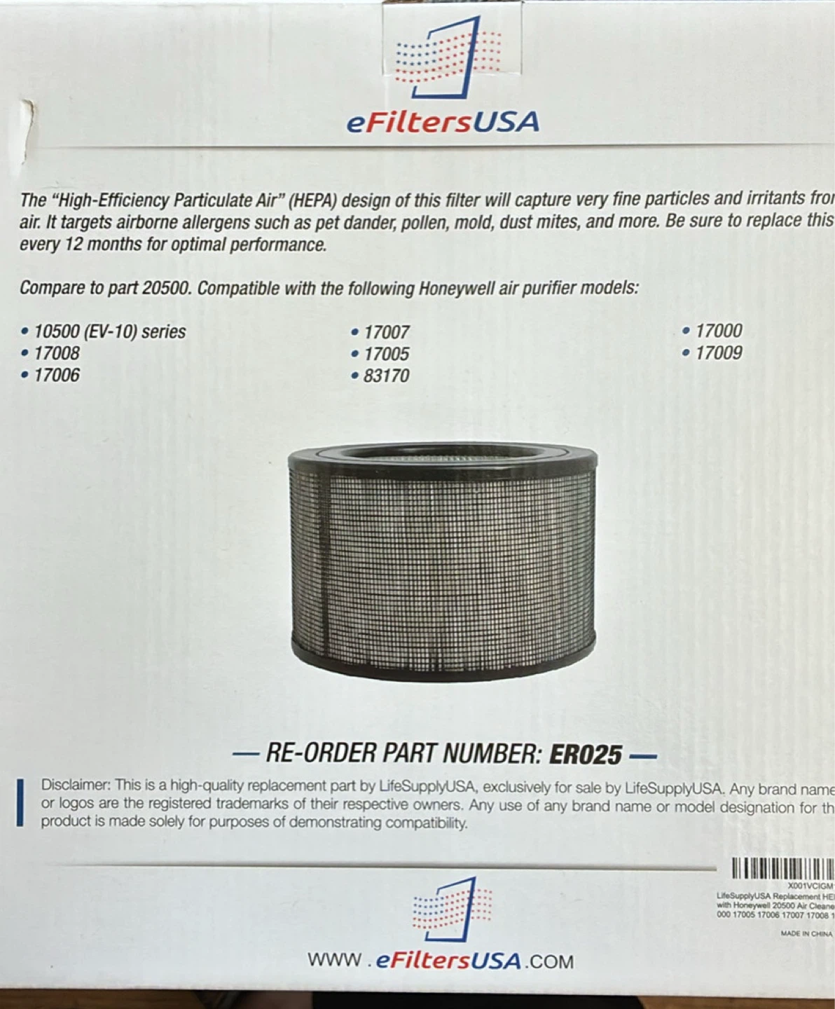 New HEPA Filter Replacement for Honeywell 20500 Air Purifiers - photo 2