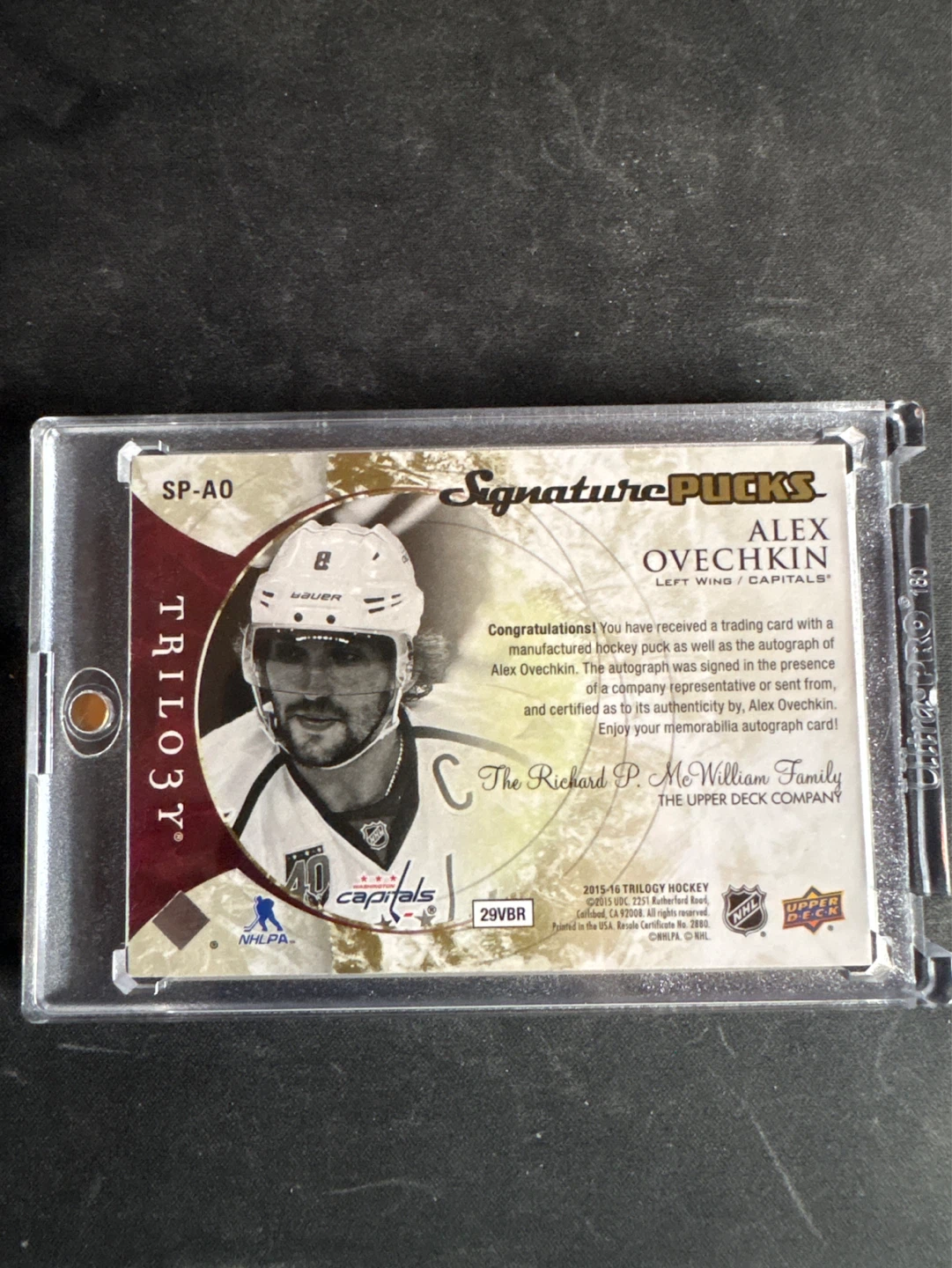 Alex Ovechkin Autographed Signature Pucks Trading Card - photo 2