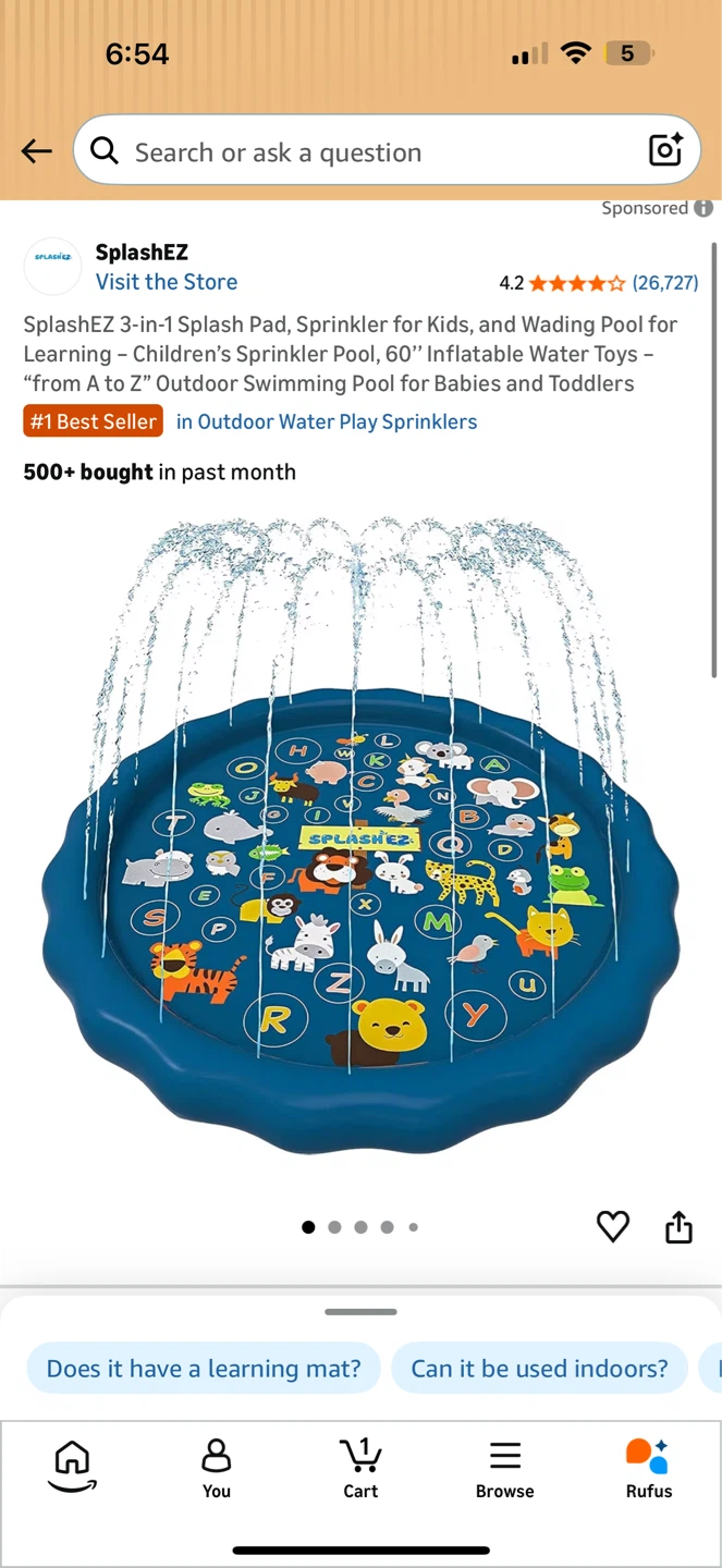 SplashEZ 3-in-1 Splash Pad Sprinkler for Kids 60"