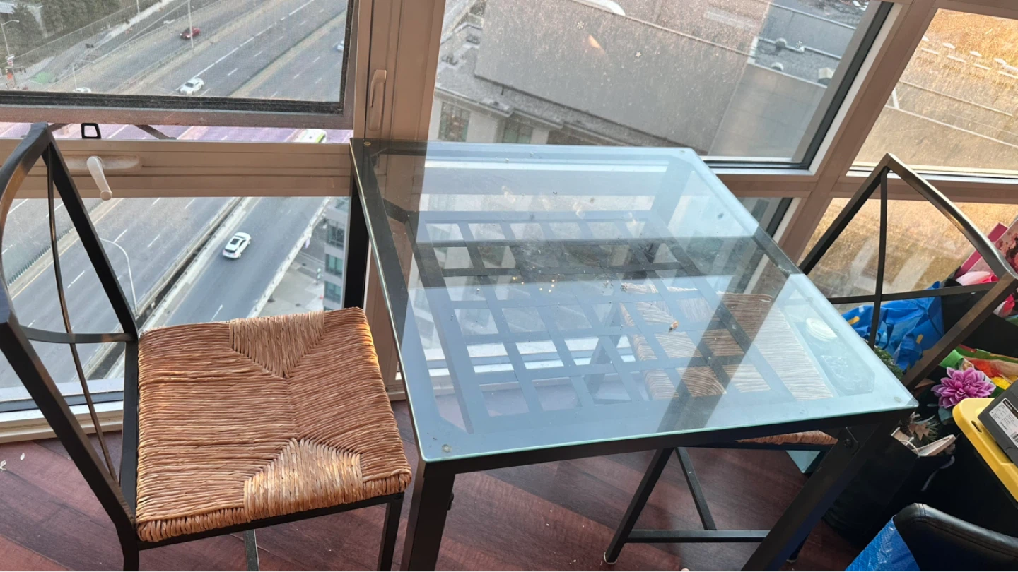 Glass Top Dining Table and Chairs Set