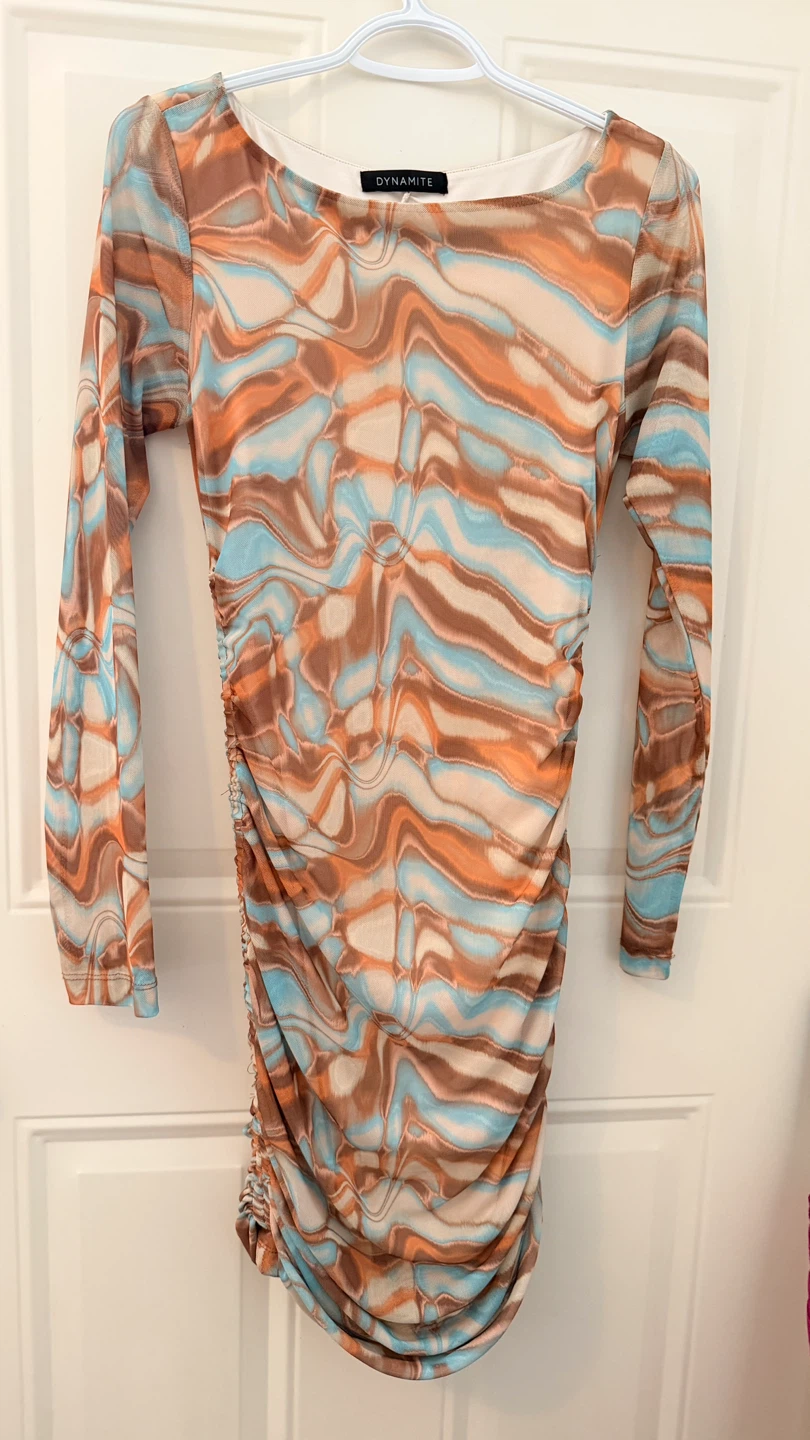 DYNAMITE Ruched Mesh Dress size M