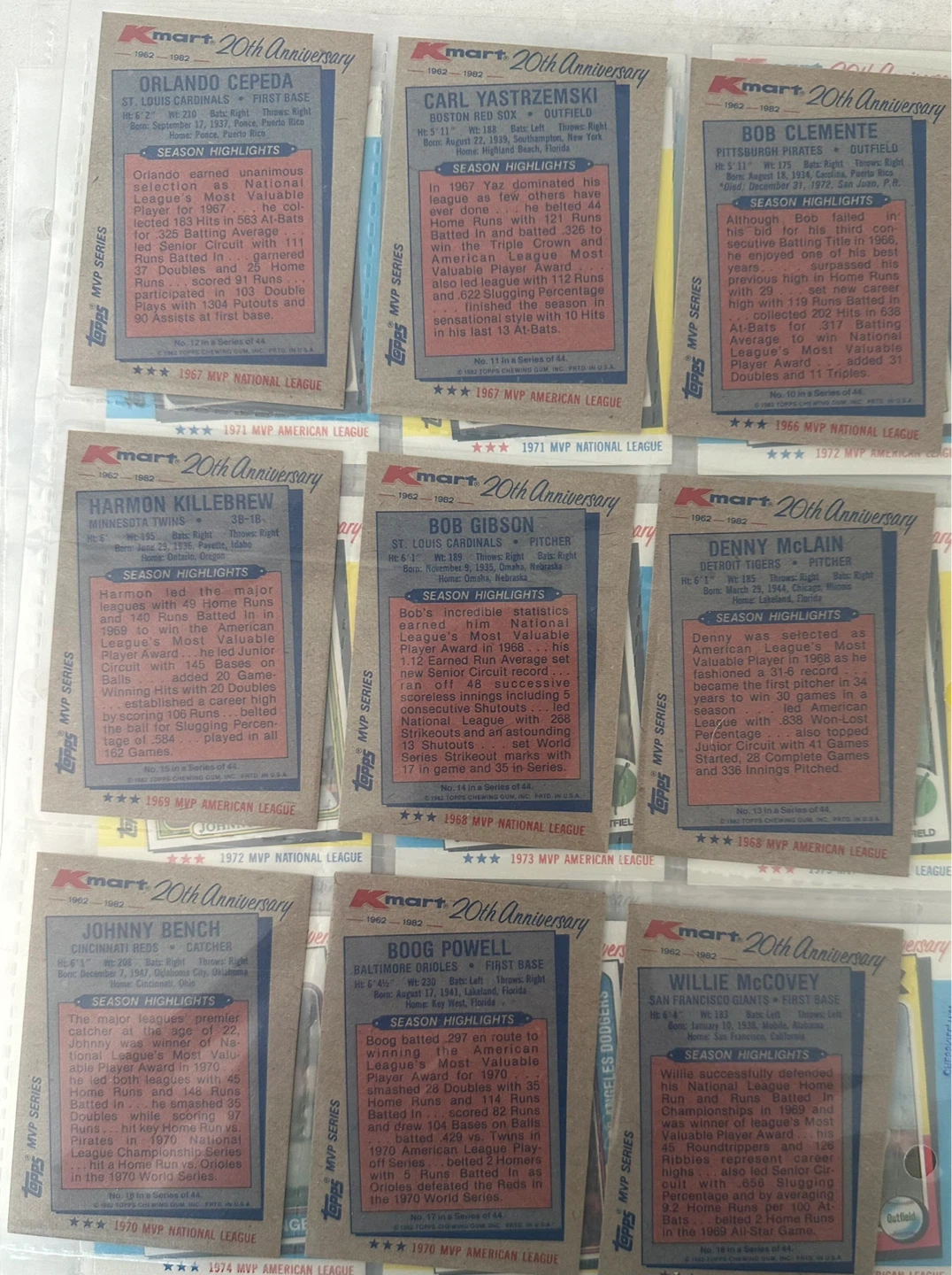 1982 Kmart/Topps  20th Anniversary Baseball Cards - photo 4