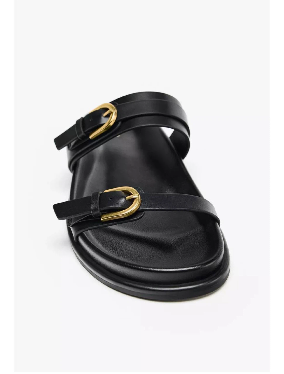 Zara Black Leather Buckle Sandals - Size 11 - photo 4