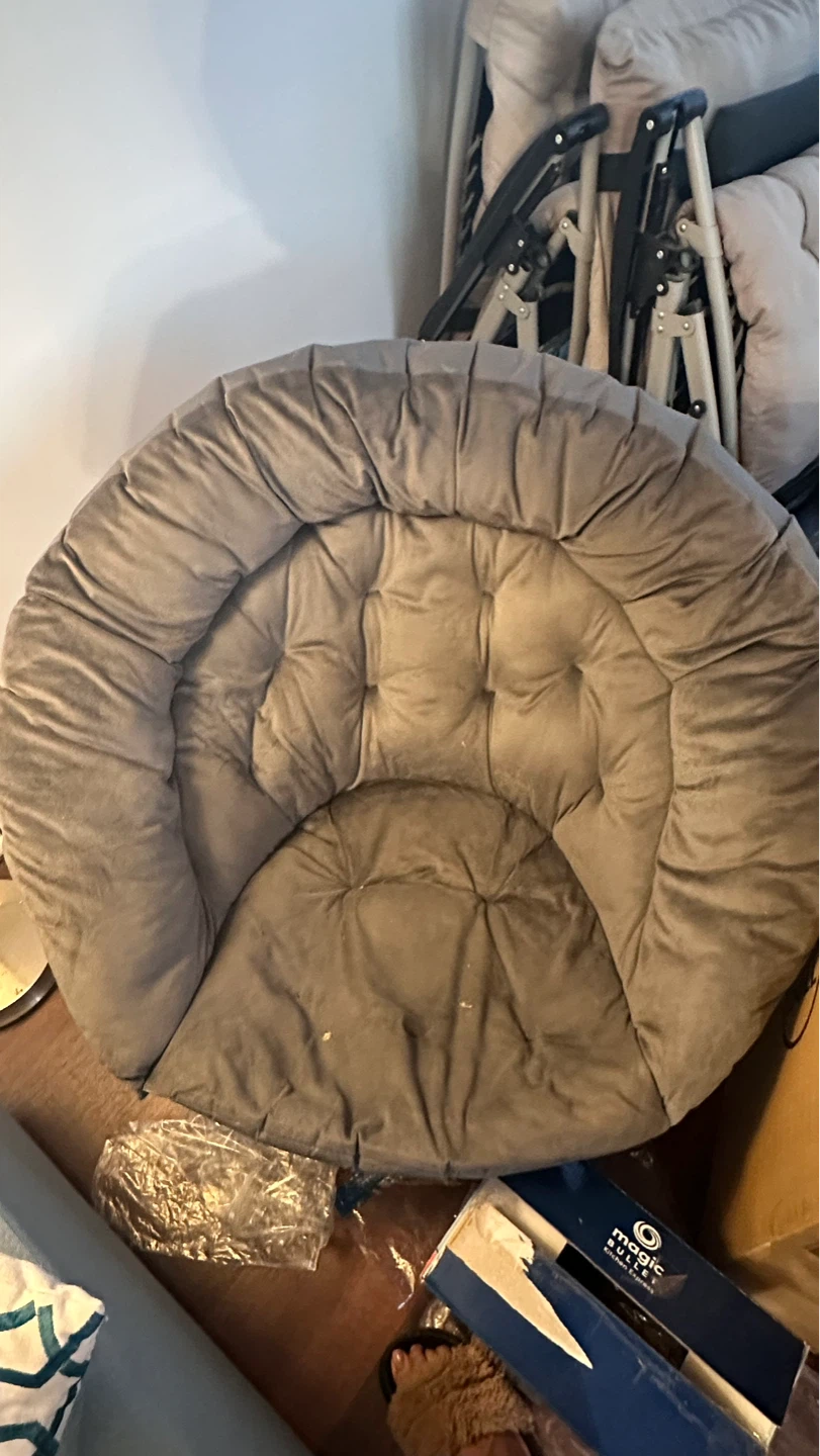 Grey Tufted Papasan Chair