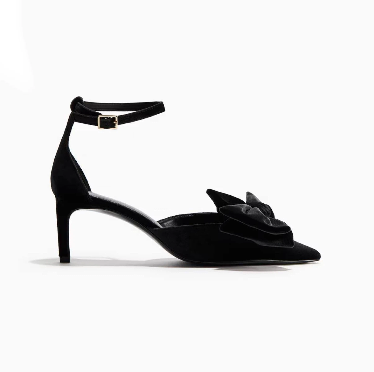 H&M Black Velvet Heels with Bow – Size 11 - photo 4