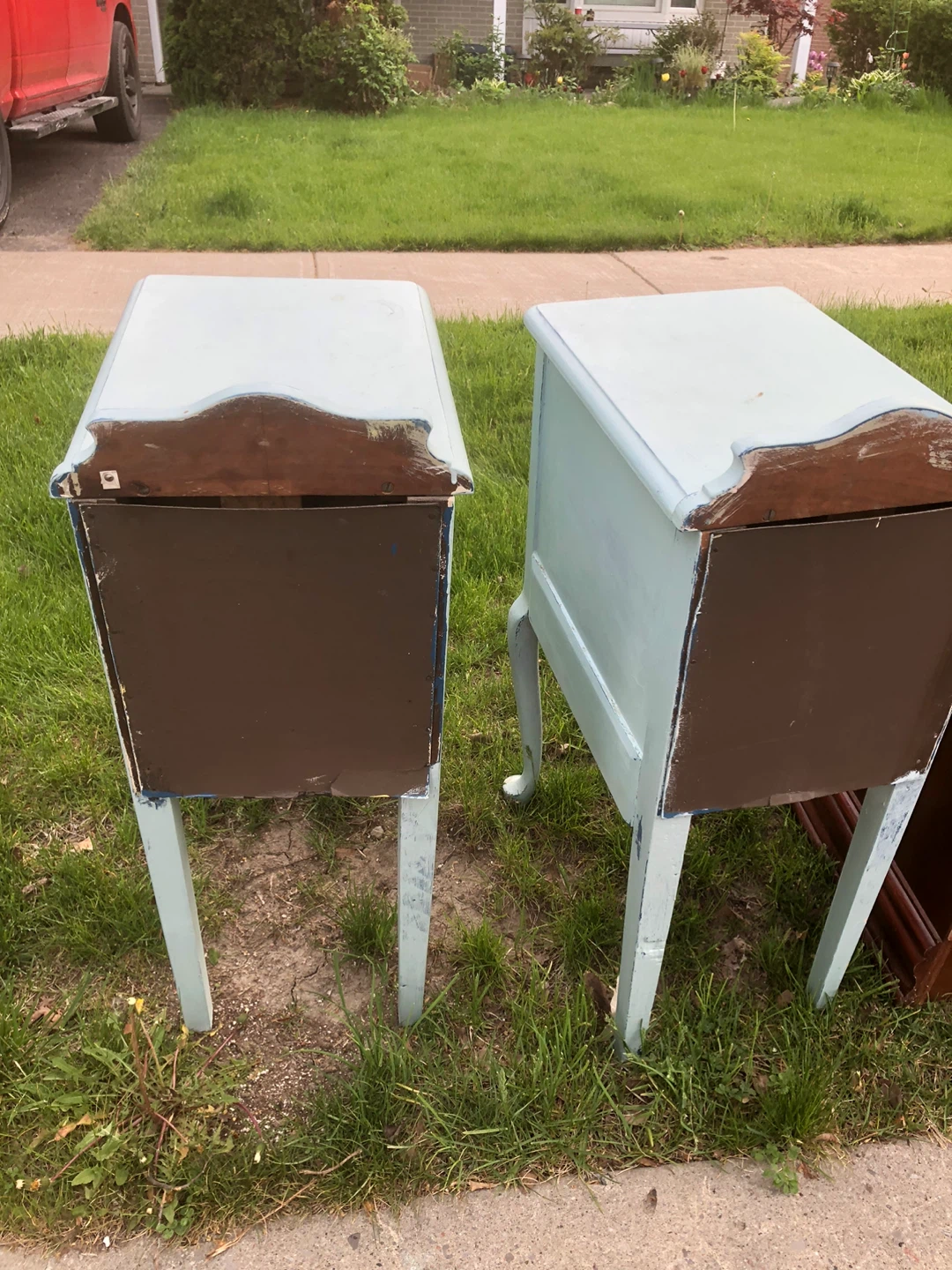 Pair of Light Blue Side Tables with Blue Knobs - photo 4