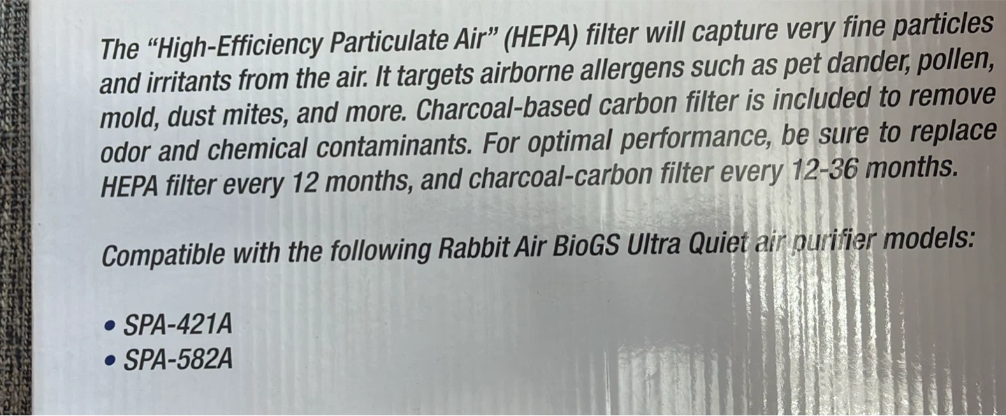 Replacement HEPA & Carbon Filter Set for Rabbit Air BioGS - photo 3