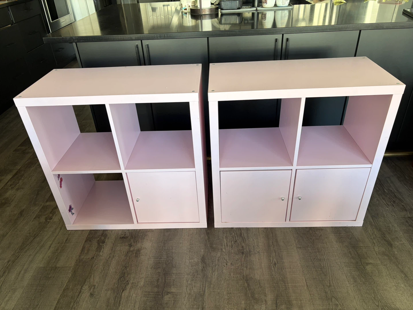 IKEA KALLAX pink shelf with doors $50 each