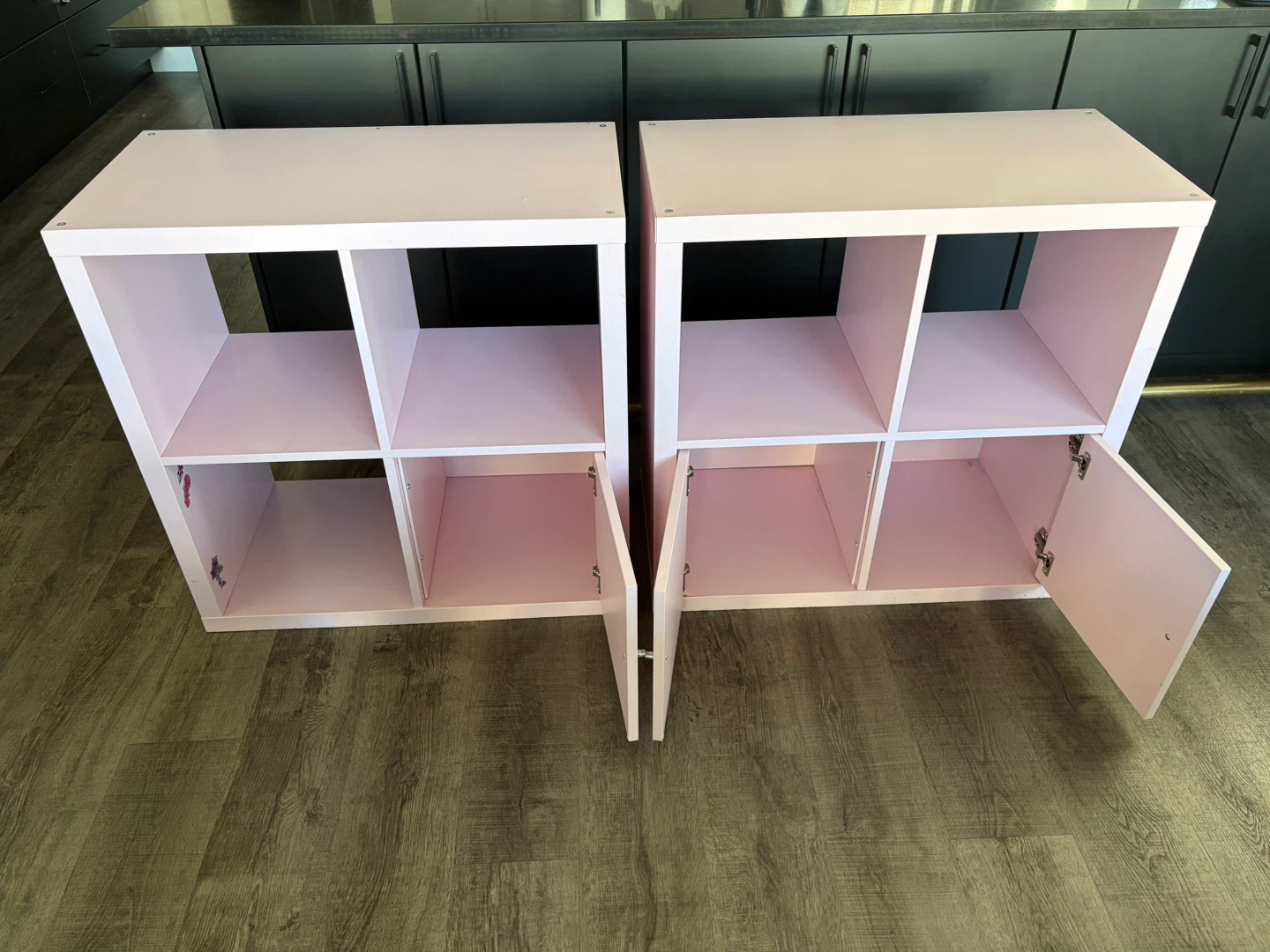 IKEA KALLAX pink shelf with doors $50 each - photo 2