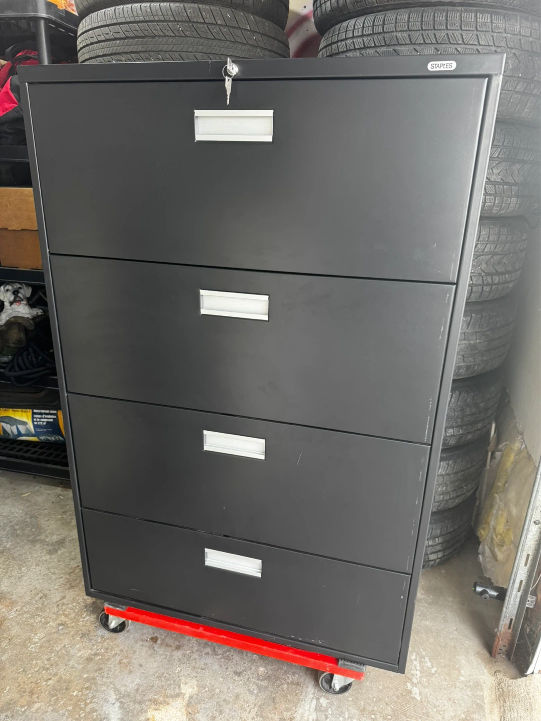 Black 4-Drawer Filing Cabinet with Lock & Keys