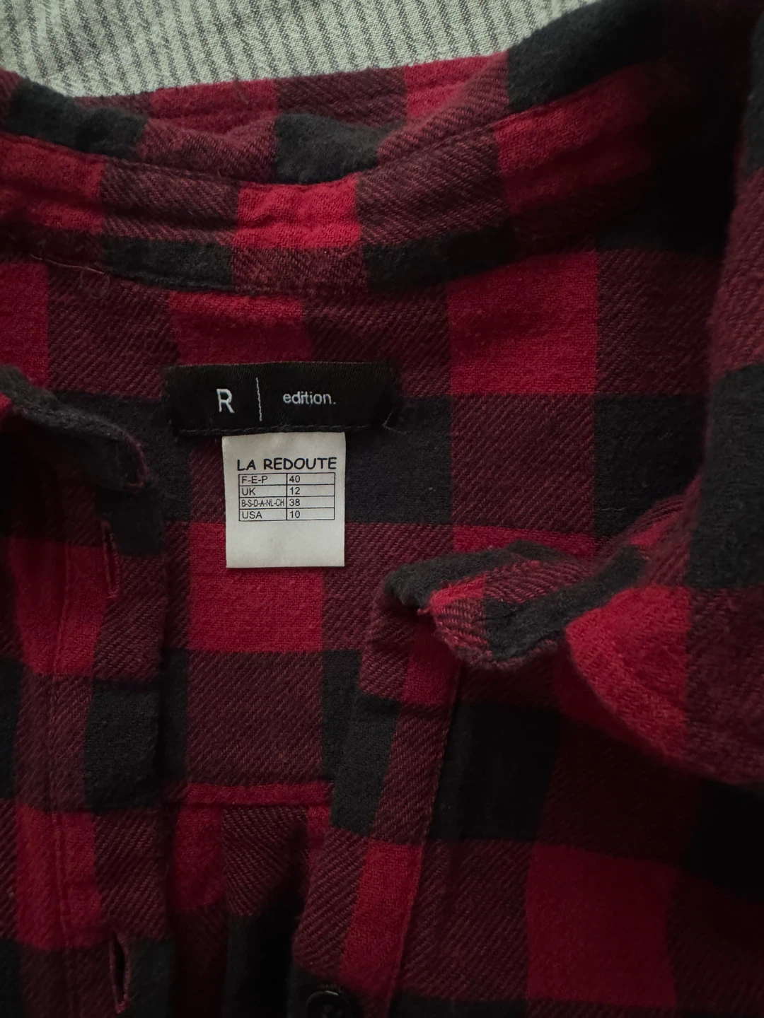 Red and Black Plaid Button-Up Shirt - photo 2