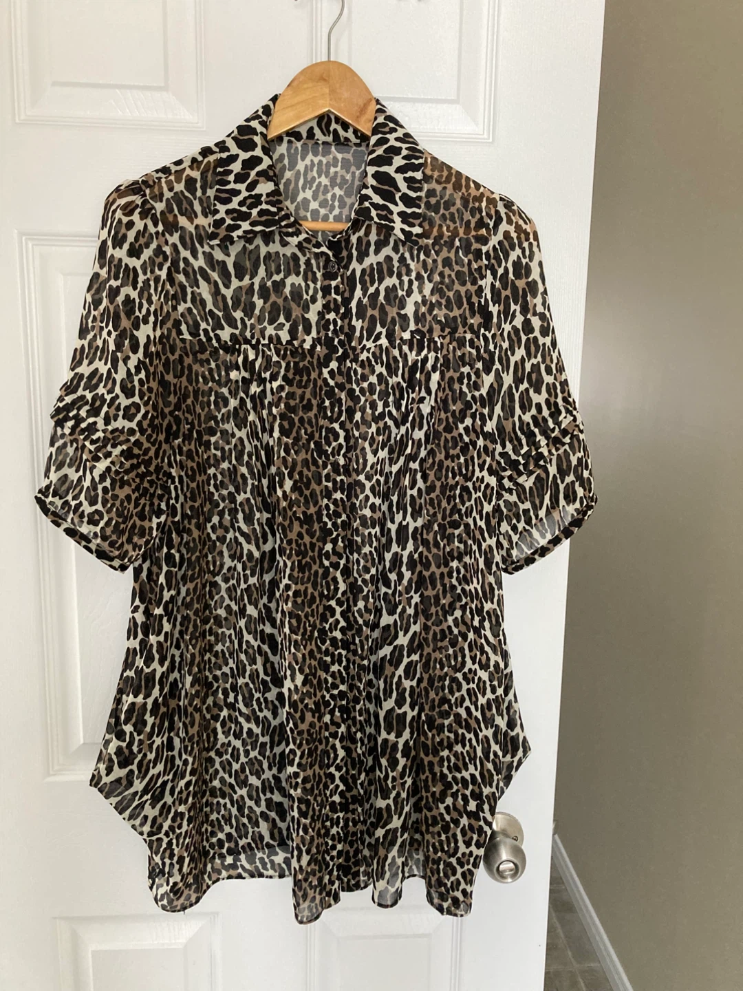 New Sheer Leopard Print Blouse