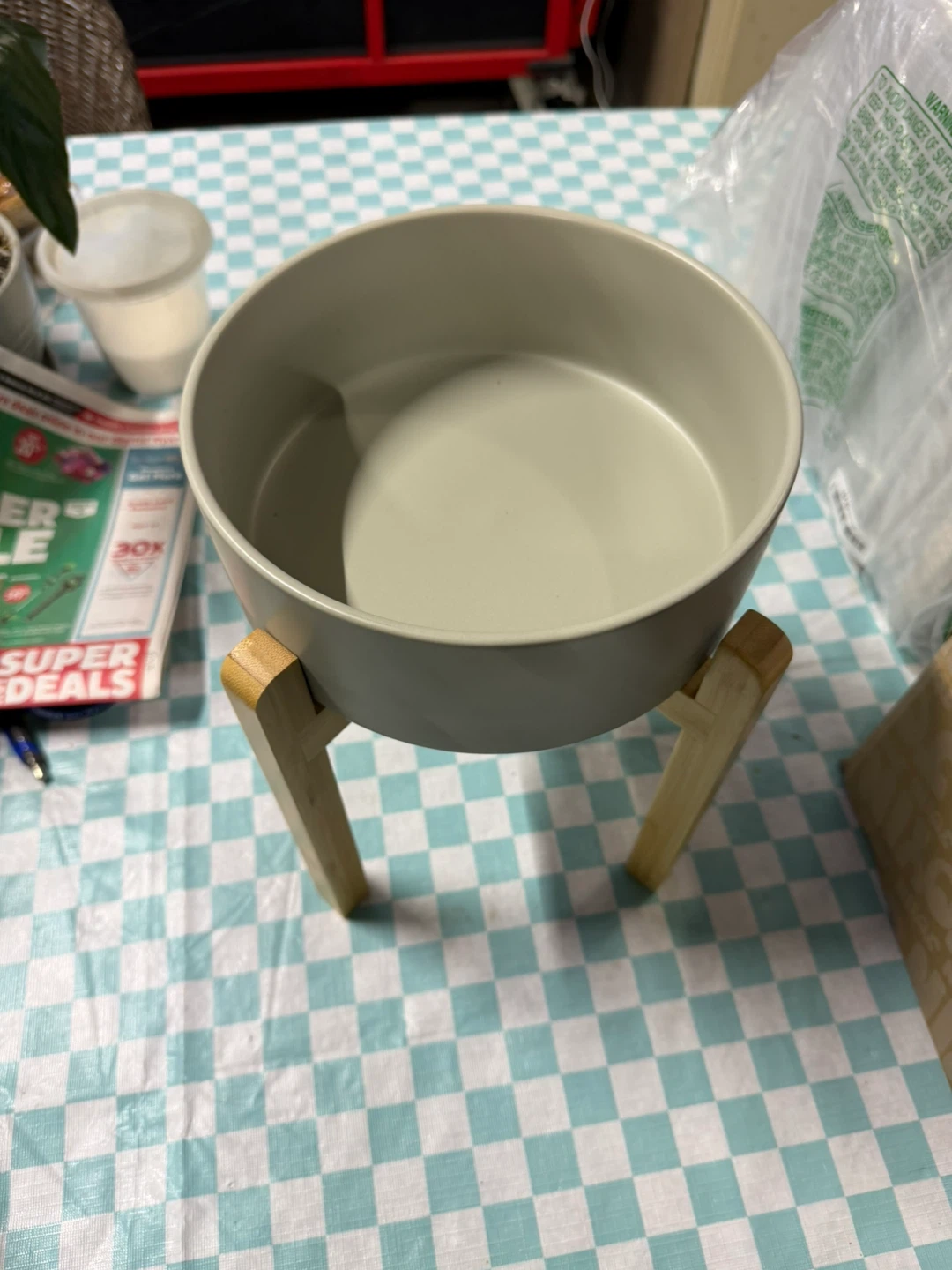 Ceramic Pet Bowl with Wooden Stand - photo 2