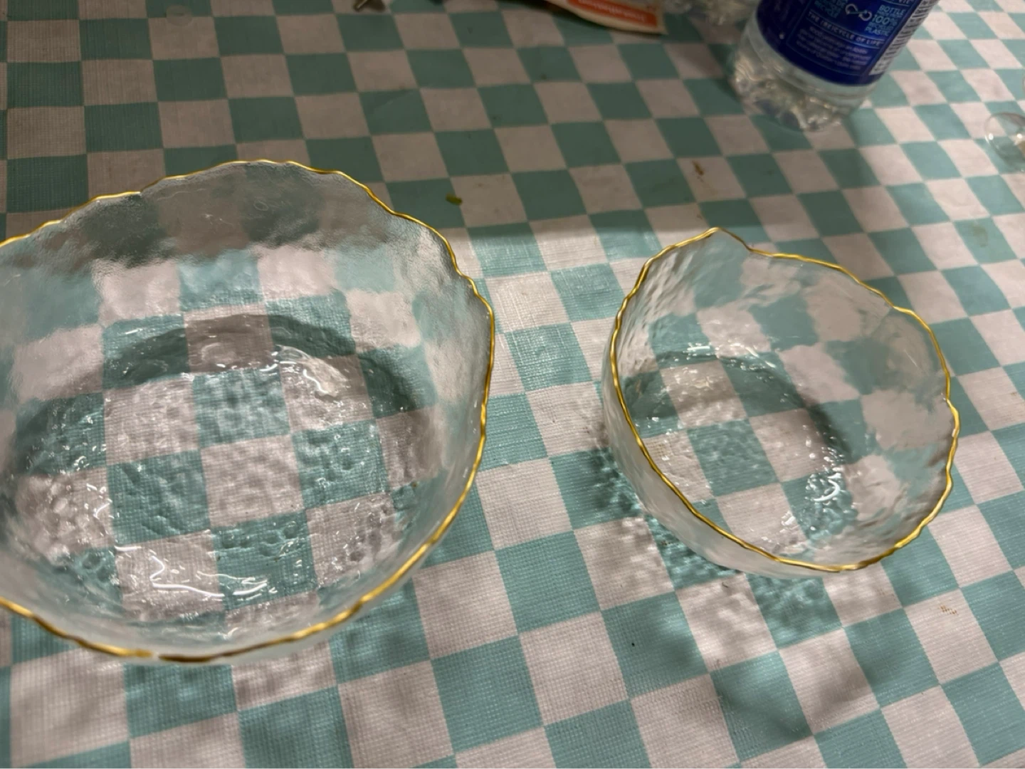 Textured Glass Bowls with Gold Rim - Set of 3 - photo 4