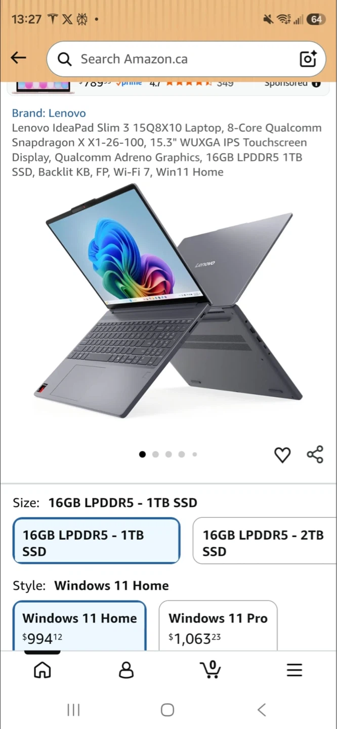 Lenovo IdeaPad Slim 3 15" Laptop (16GB RAM, 1TB SSD)