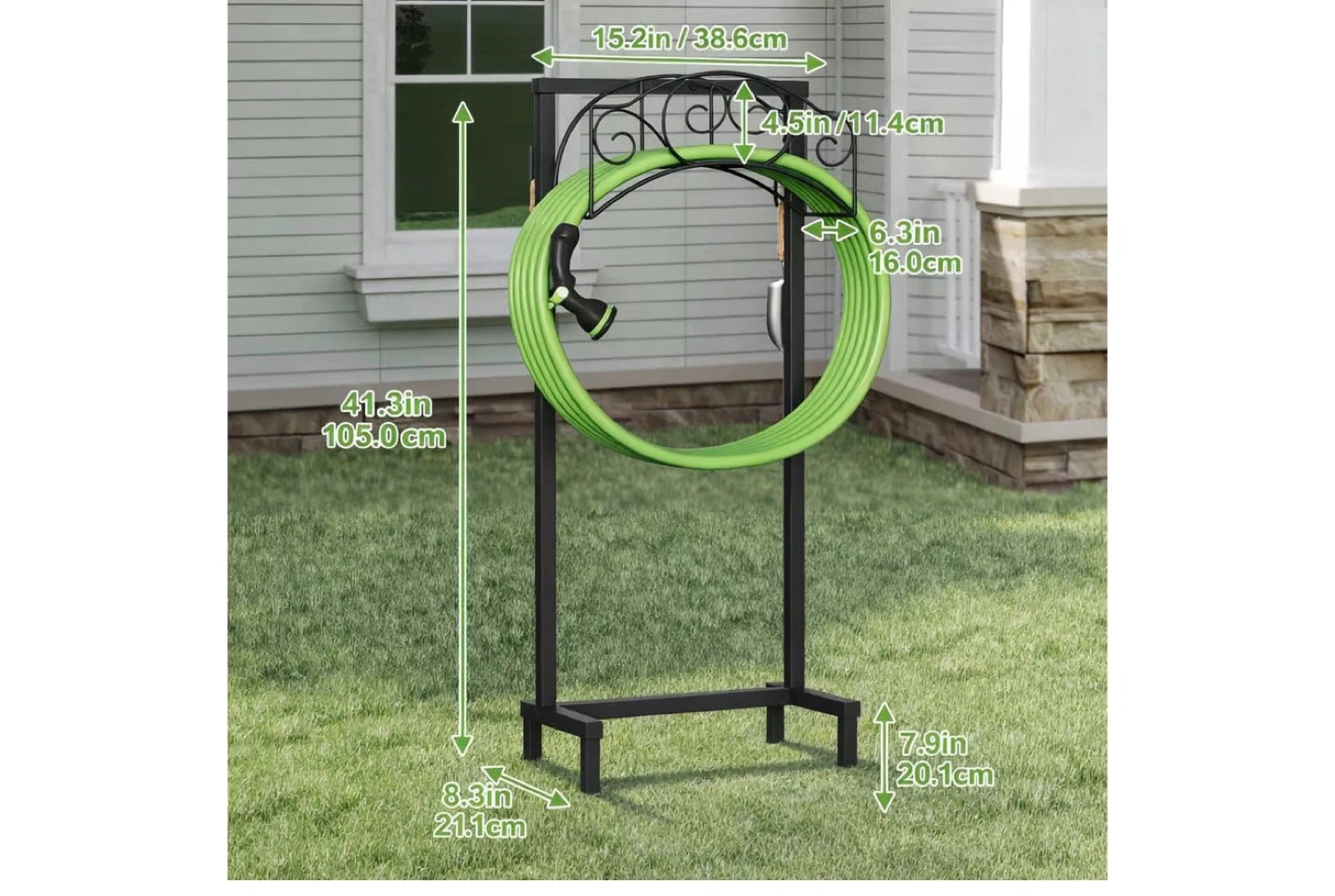 Black Metal Garden Hose Stand - photo 3