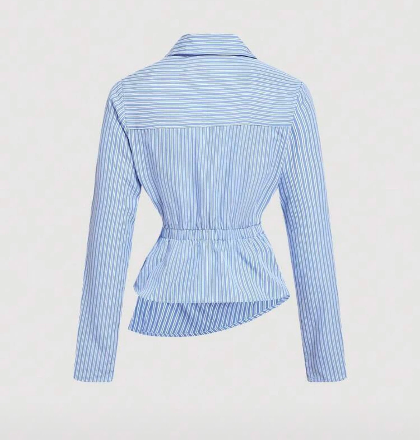 SHEIN Blue and White Striped Wrap Blouse - photo 2