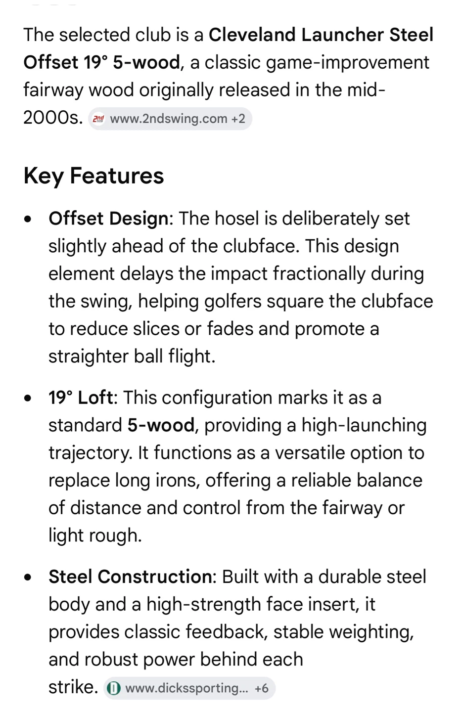 Cleveland Launcher Steel Offset 19° 5-wood - photo 2
