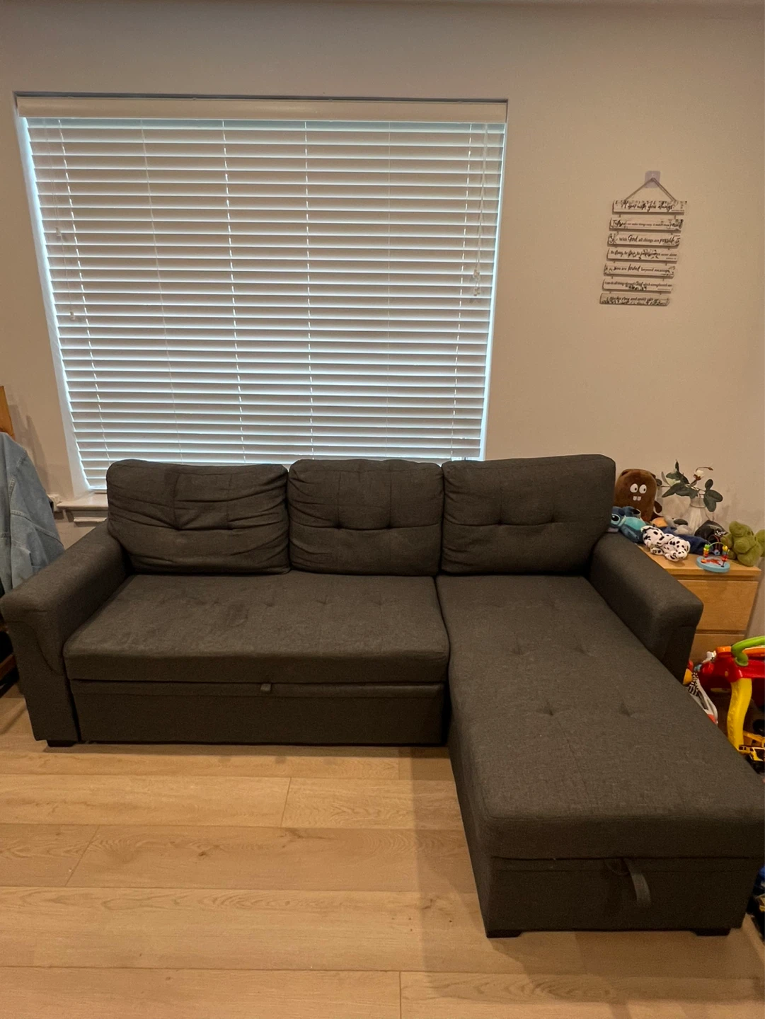Dark Grey Sectional Sofa with Storage - photo 3