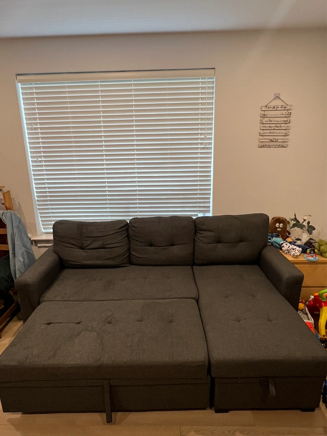 Dark Grey Sectional Sofa with Storage - photo 2