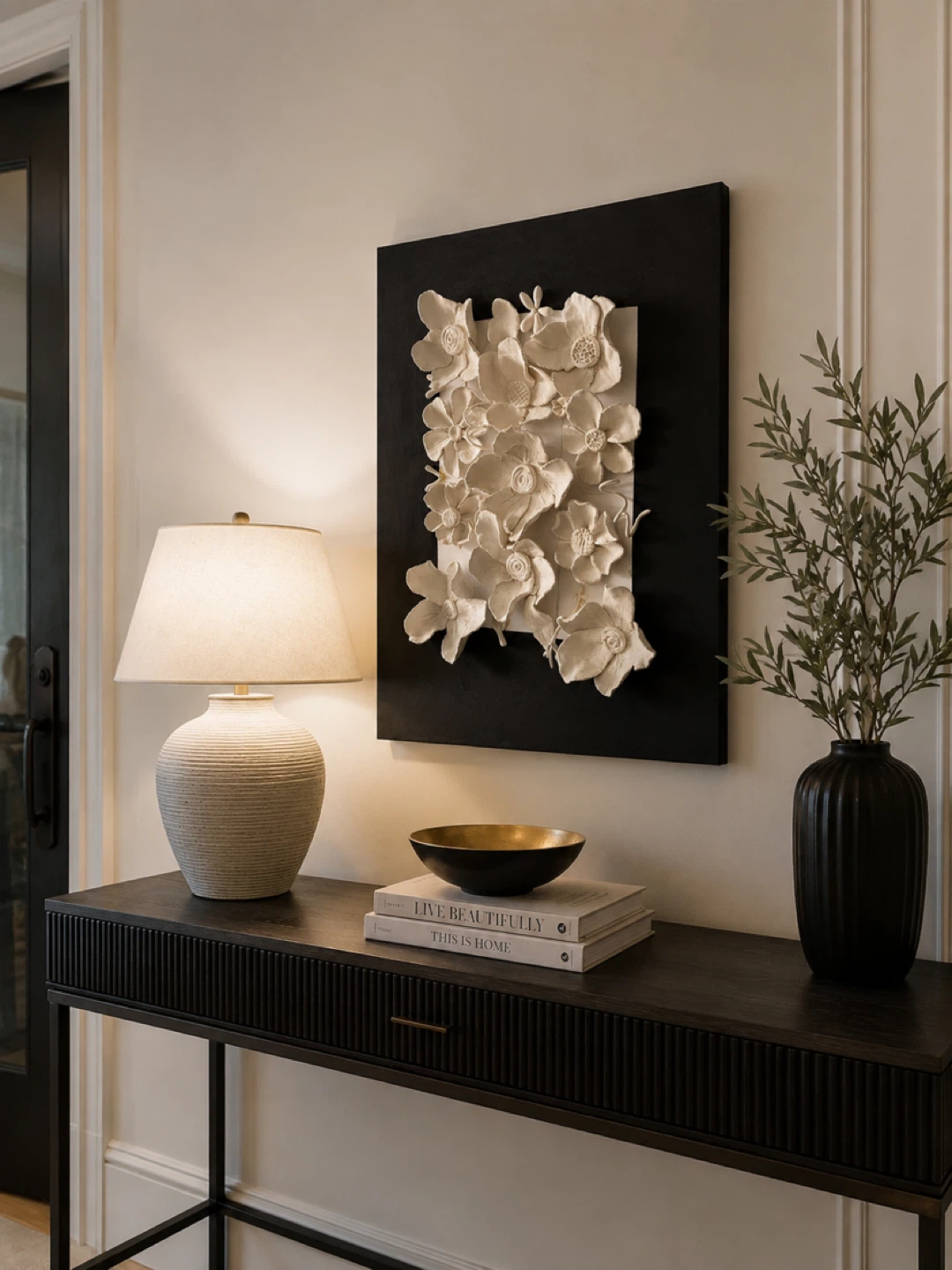 Luxury Handcrafted 3D Clay Floral Wall Art | Sculpted Botanical