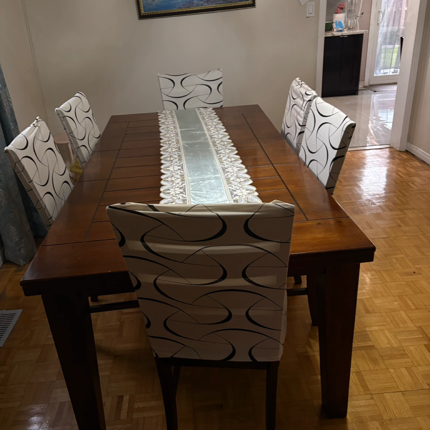 Wooden Dining Table with 6 Chairs - photo 2