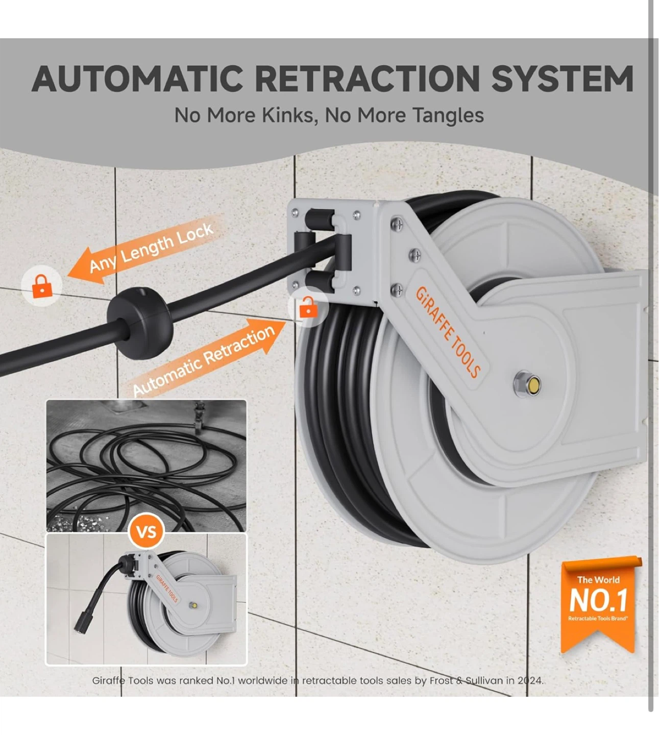 Giraffe Tools Retractable Hose Reel with 65ft Hose - photo 3