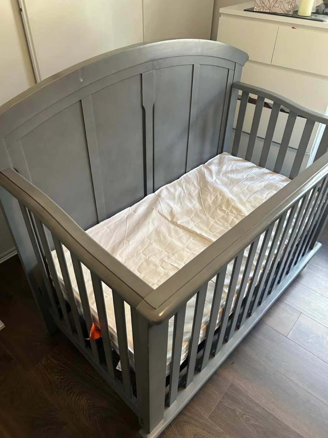 Grey Convertible Baby Crib