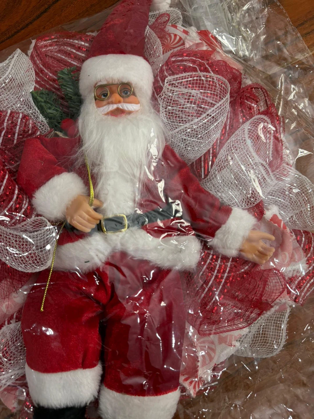 Christmas Santa Wreath with Lights