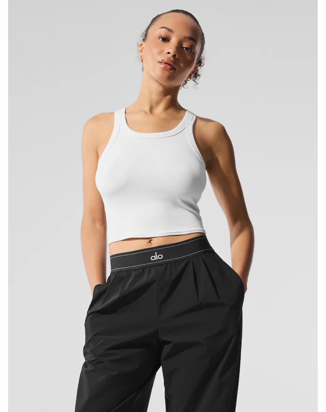 Alo Yoga Goddess Ribbed Go-To Tank White