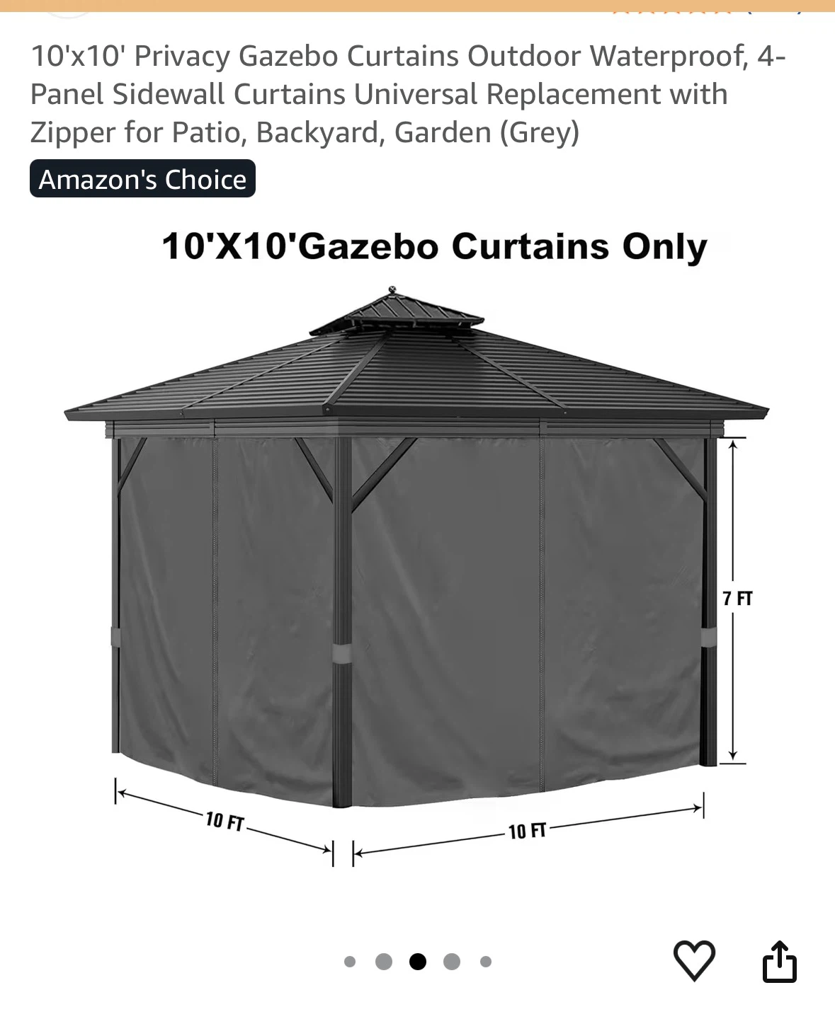 10'x10' Privacy Gazebo Curtains - Grey - photo 2