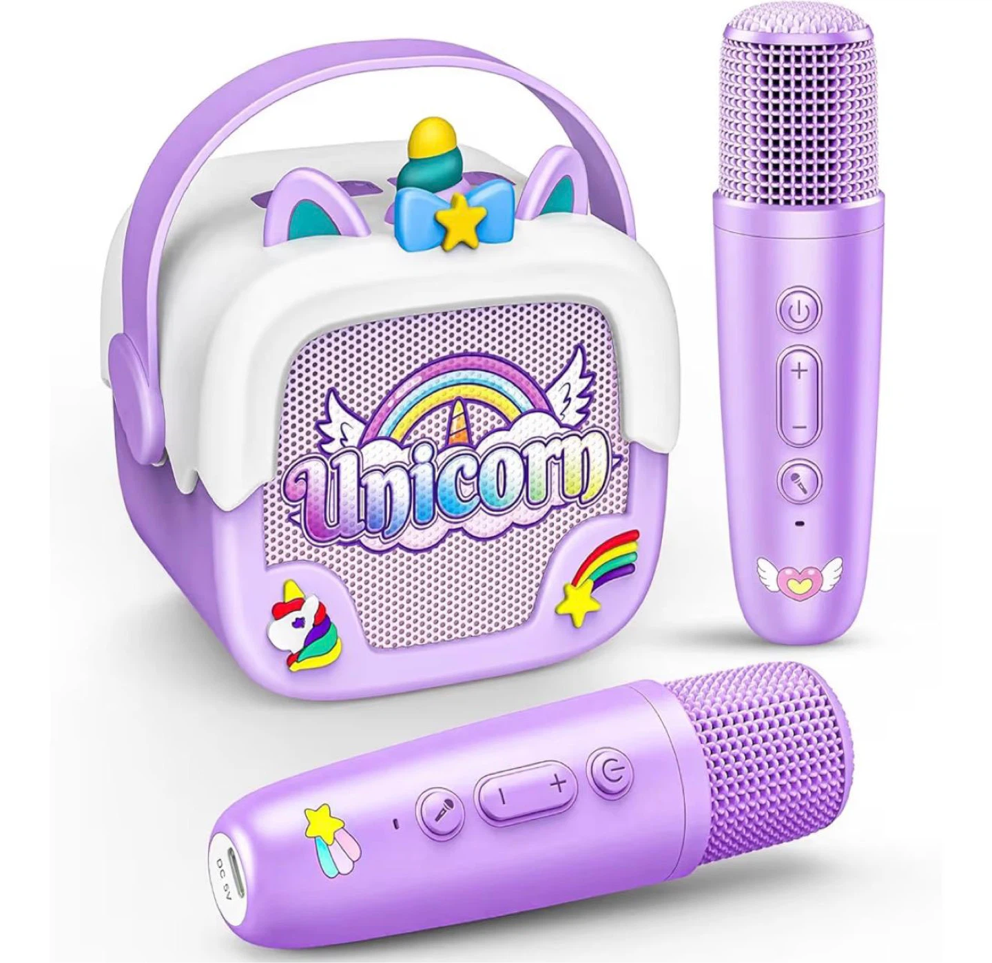 Portable Unicorn Karaoke Machine with 2 Microphones - Purple - photo 4