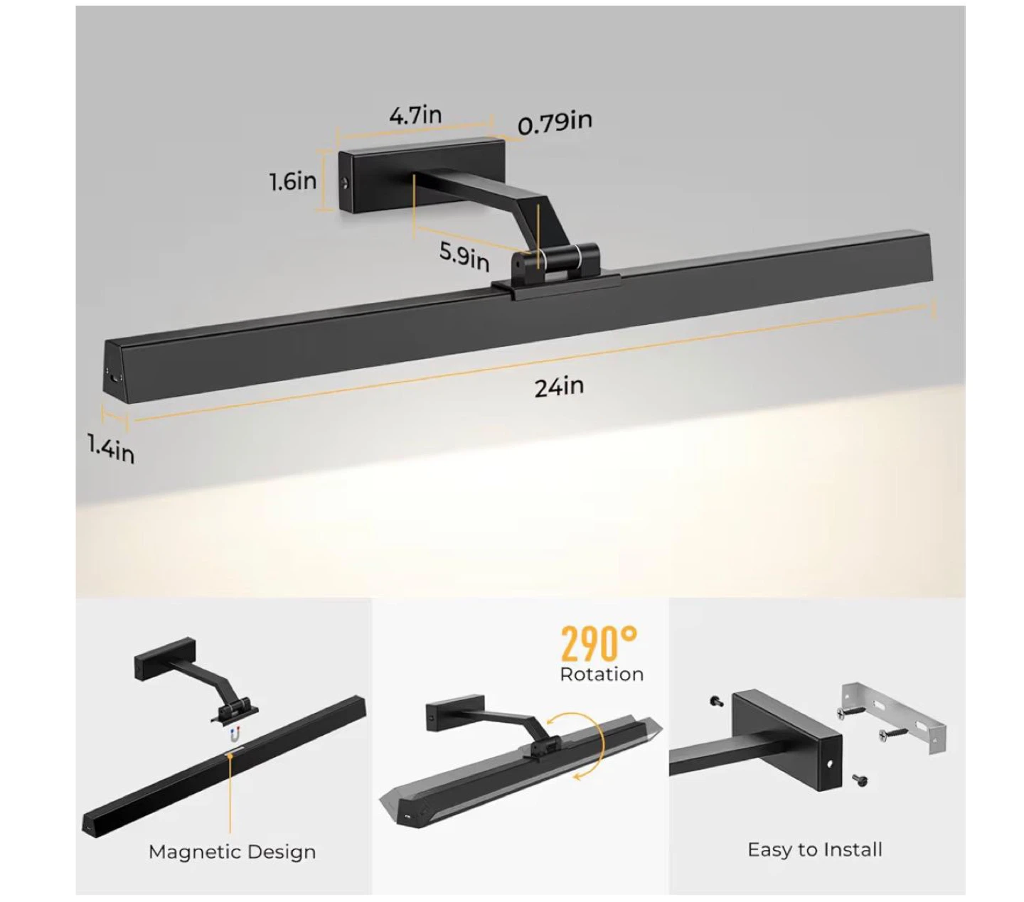 24 inch Black Picture Light